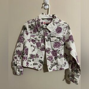 Girls white floral Jean jacket
